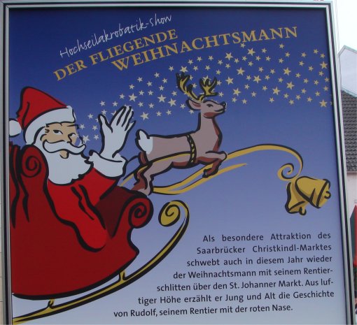 Poster met uitleg en tijden waarop de kerstman aanwezig is.